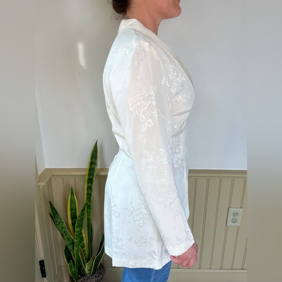 Vintage Ivory Brocade Blazer M/L Coquette Bridal Cottagecore Puff Sleeve ILGWU - Picture 6 of 16